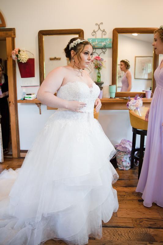 Printed Tulle Wedding Dress with Tiered Skirt | David's Bridal
