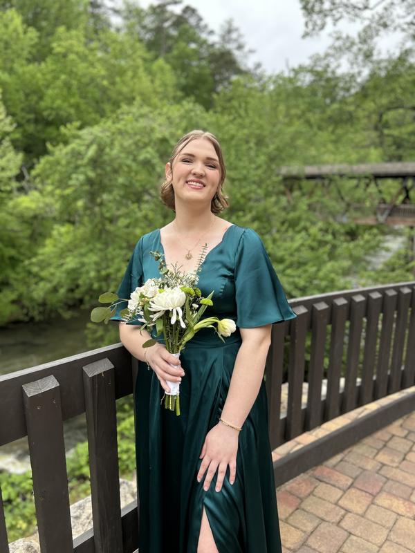 charmeuse flutter-sleeve a-line bridesmaid dress Charmeuse Flutter Sleeve Junior Bridesmaid Dress