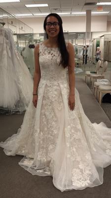 oleg cassini high neck tank lace wedding dress