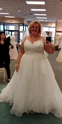 garza ball gown wedding dress with double straps