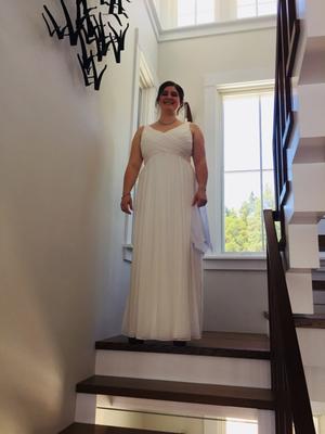 david's bridal long mesh with cowl back