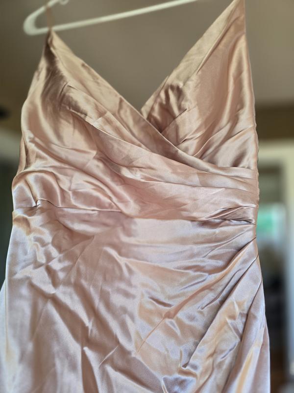 Charmeuse Draped Strappy Bridesmaid Dress | David's Bridal