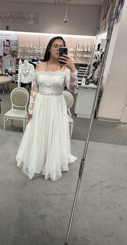 Lace Applique Off Shoulder Tulle Wedding Dress | David's Bridal