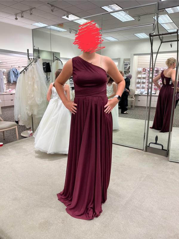 one shoulder mesh bridesmaid dress with full skirt One-Shoulder Mesh Bridesmaid Dress with Full Skirt