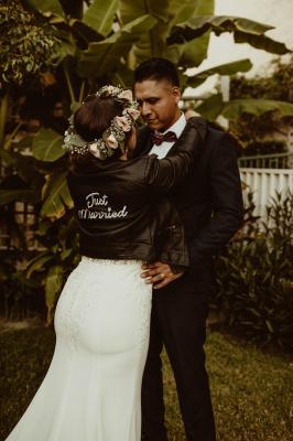 bride with leather jacket