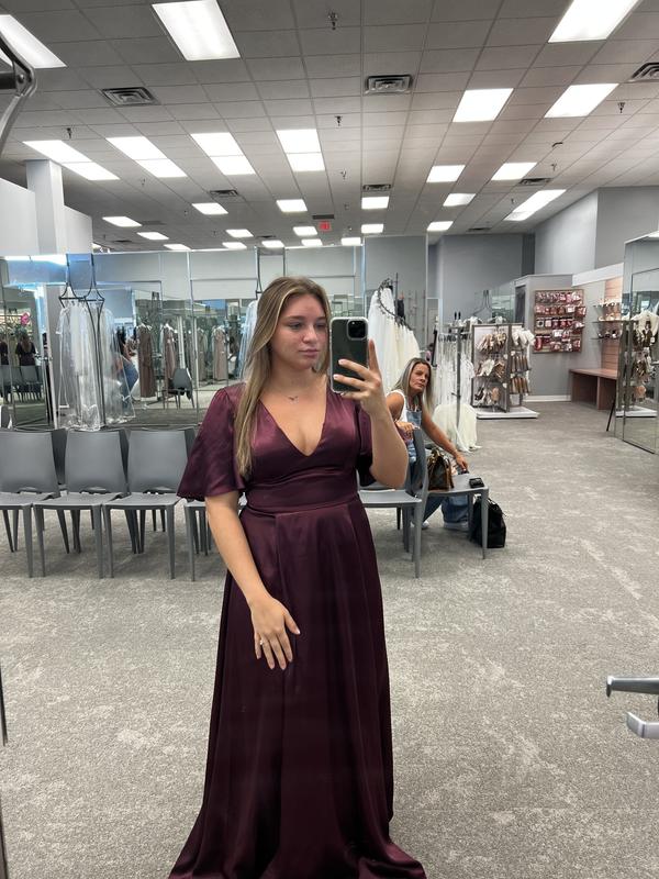 charmeuse flutter-sleeve a-line bridesmaid dress As Is Charmeuse Flutter-Sleeve A-Line Dress
