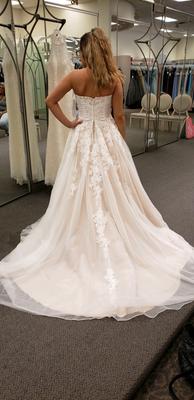 sheer lace and tulle ball gown wedding dress wg3861