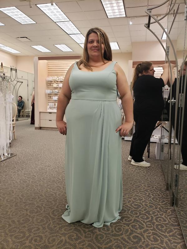 david's bridal scoop neck bridesmaid dress As Is Chiffon Tank Scoop Neck Dress