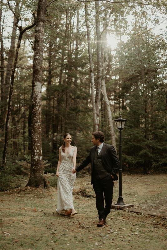 Geometric Lace Tank Wedding Dress