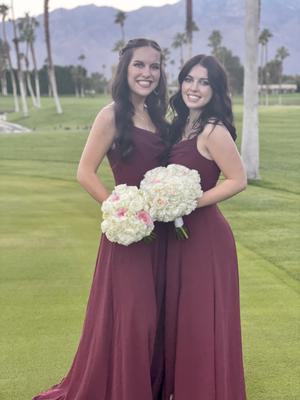 Cowl Neck Chiffon Bridesmaid Dress with Slit