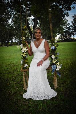 Allover Lace V-Neck Sheath Wedding Dress