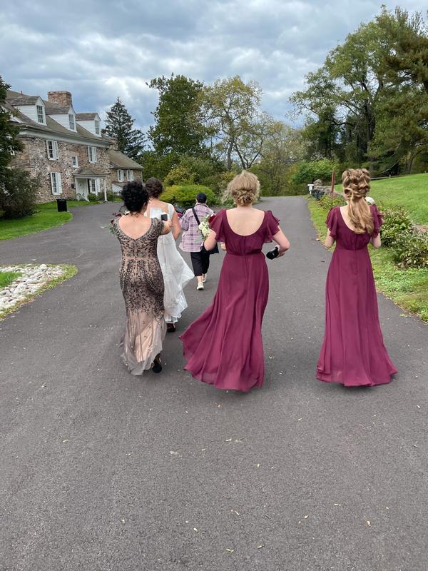 david's bridal flutter sleeve full skirt bridesmaid dress As Is Bridesmaid Dress with Flutter Sleeve Skirt