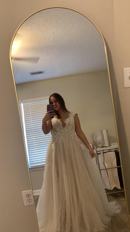 Lauren Elaine Elise  Illusion Lace Sleeve Wedding Gown