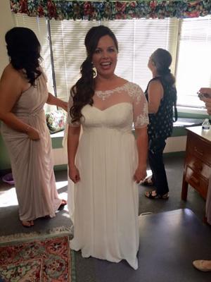 chiffon wedding dress with illusion lace sleeves