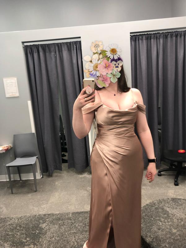 charmeuse cowl bridesmaid dress with swag sleeves Charmeuse Cowl Bridesmaid Dress with Swag Sleeves
