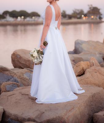 satin cummerbund wedding dress