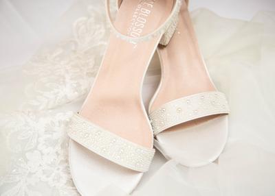 Allover iridescent pearl best sale low block heel sandals