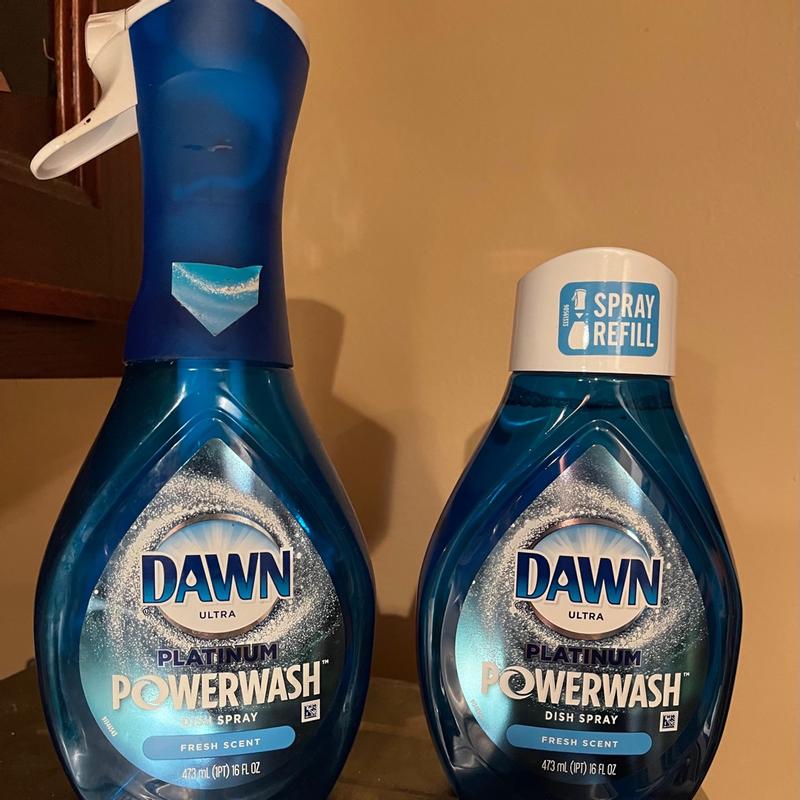 Dawn Platinum Powerwash Dish Spray, Dish Soap, Fresh Scent Bundle, 1 Spray  (16oz) + 3 Refills (16oz each) Dawn Powerwash Starter Kit