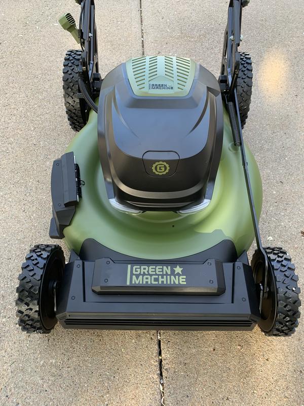 62V Cordless 23 RWD Self Propelled 3 in 1 High Wheel Walk Behind Mowe Green Machine USA