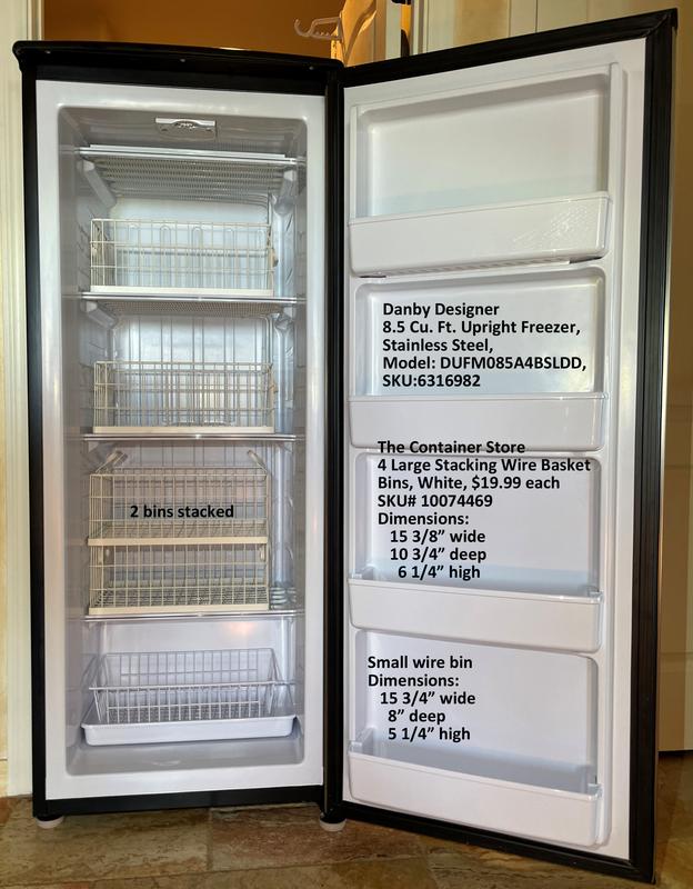 White Danby DUFM085A4WDD Designer 8.5 Cu Ft Storage Upright Freezer Cooler 
