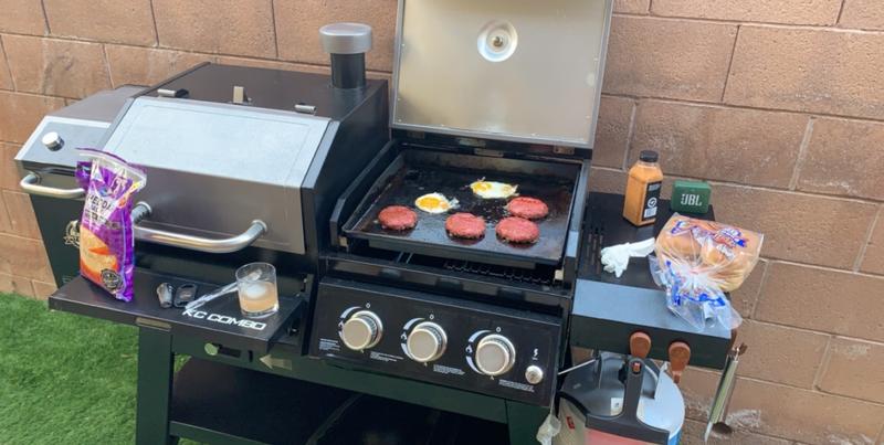 The smoker, griddle grill combo with skillet