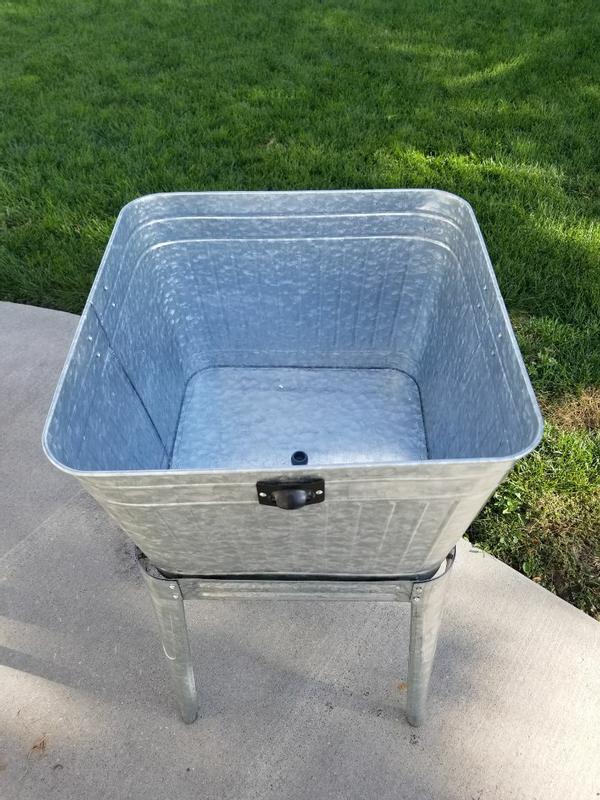 Backyard Expressions Galvanized Metal Beverage Tub Cooler, Planter