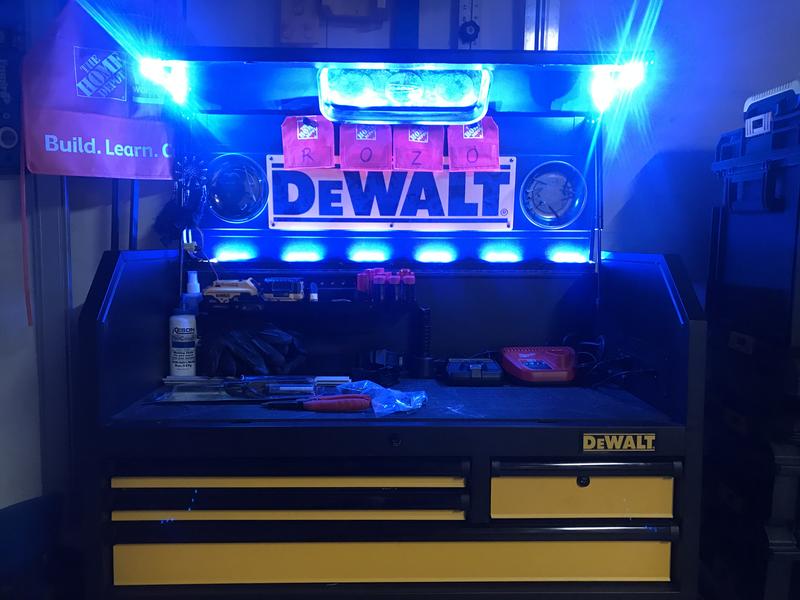 Even keeps my batteries charged to keep my dewalt tool box lit up.