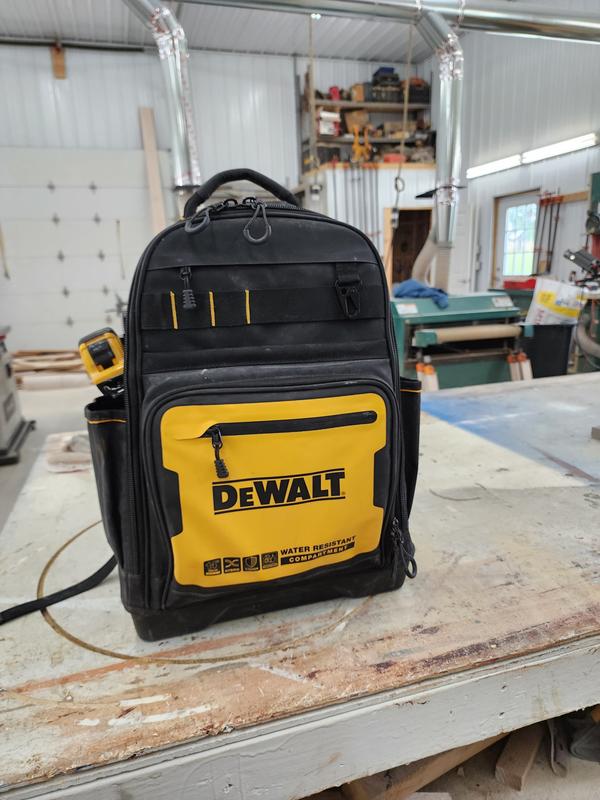 DEWALT Black- Yellow Polyester 7.75-in Zippered Backpack in the