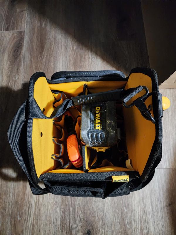 DEWALT 11" Electrician Tote Tool Bag - Water-Resistant Compartment, 34 Pockets | DWST560105