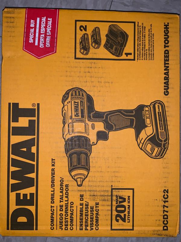 DEWALT 20V MAX Cordless Drill / Driver Kit, Compact, 1/2-Inch (DCD771C2) 