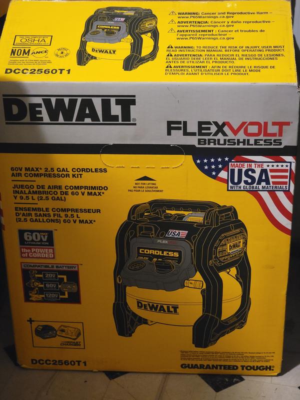 DEWALT 2.5 Gal. 140 psi Portable 20V Cordless Air Compressor with FLEXVOLT  Advantage (Tool Only) DCC2520B - The Home Depot