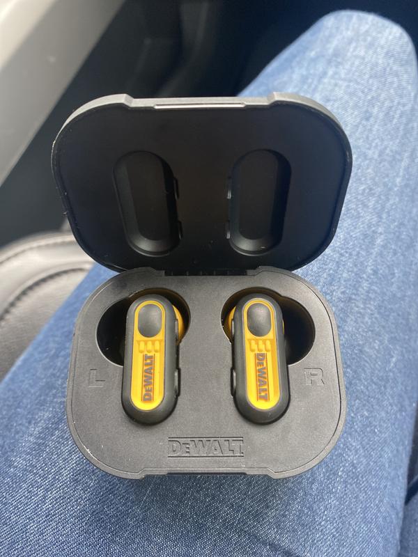 DEWALT True Wireless Bluetooth Earbuds — TWS Bluetooth Headphones —  Wireless Earbuds with Type C Charging Case — Waterproof Wireless Earphones  —