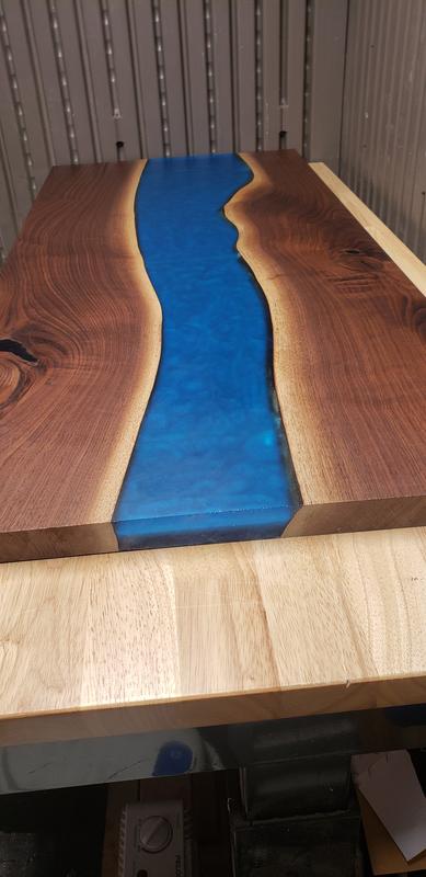 My router with the linear rail bearing block router sled for flattening the epoxy live edge table tops i make