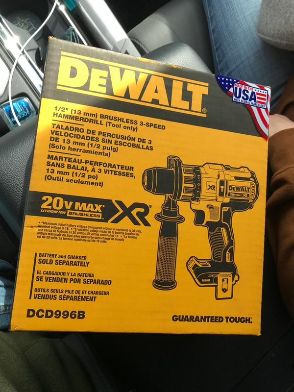 DEWALT 20V MAX XR Hammer Drill, Brushless, 3-speed, Tool Only (DCD996B)