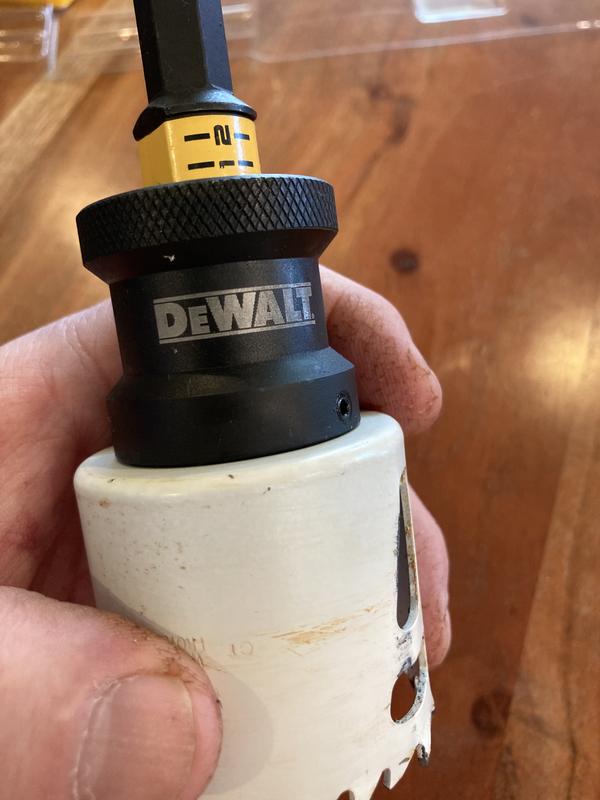 Collar all the way up, pins locked in place, ready to drill