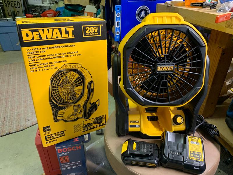 11 in. Corded Cordless Jobsite Fan Kit DEWALT