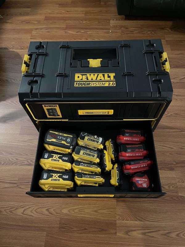 Battery storage set up inside the Tough System 2.0 drawer. : r/Dewalt