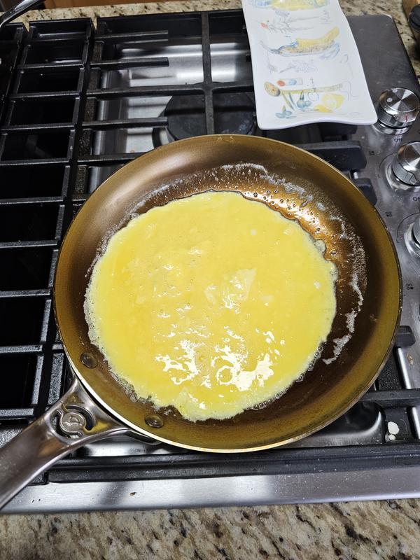 REAL french omelette in carbon steel pan attempt 1 million. Not quite there  but almost 