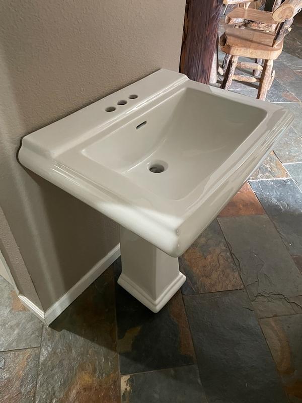 DeerValley Ceramic White Pedestal Sink Combo (19.69-in x