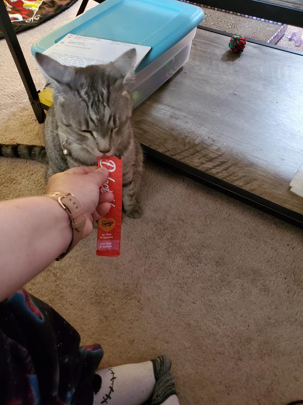 Ruby enjoying her snack.