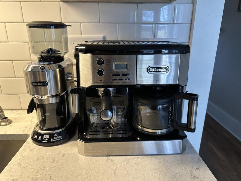 My sub $500 setup: Delonghi Dedica with unpressurized basket & basic steam  wand mod, 1zpresso Pro Grinder, No-brand tamper & Hario V60 scales (which  randomly fit perfectly with drip tray removed!) 