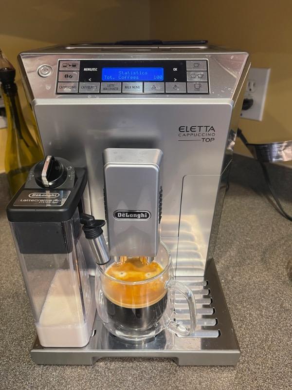DeLonghi Eletta Fully Automatic Espresso, Cappuccino and Coffee Machine  with One Touch LatteCrema System and Milk Drinks Menu (Renewed),67 ounce