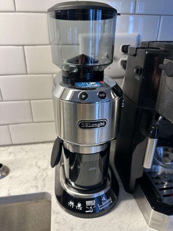 DeLonghi KG 521.M America KG521 Dedica Conical Burr Grinder with Porta  Filter Attachment, Silver