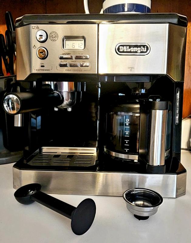 DeLonghi All-In-One 10-Cup Stainless Steel Espresso Machine and Drip Coffee  Maker – WAM Kitchen