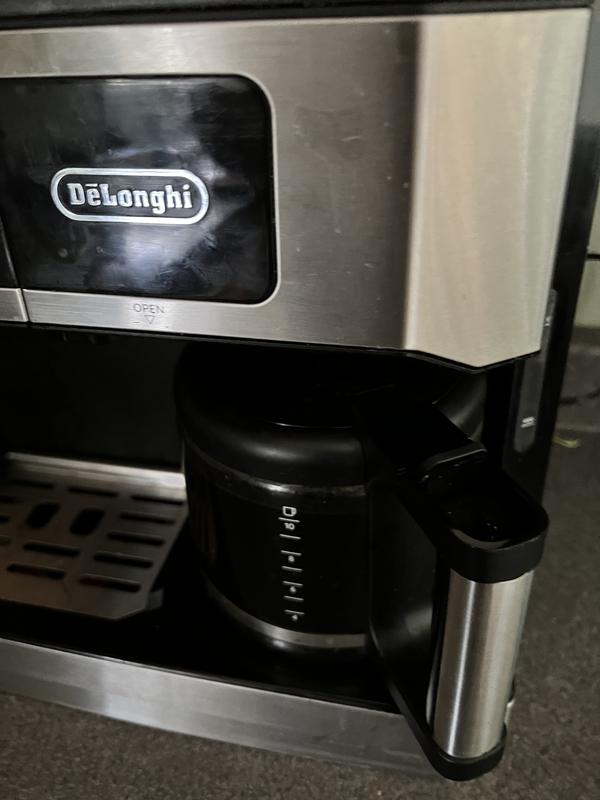 De'Longhi Cafetera combinada todo en uno y máquina de café expreso y jarra  de espuma de leche de acero inoxidable, 12 onzas (11.8 fl oz), herramienta