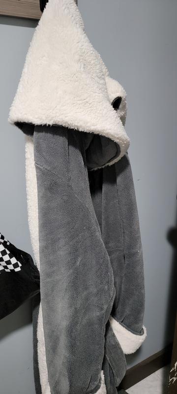 Men's Warm Winter Plush Hooded Bathrobe, Full Length Fleece Robe