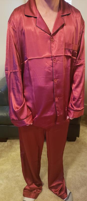 Alexander Del Rossa Men's Button Down Satin Pajama Set with Sleep Mask,  Long Silky Pjs : : Clothing, Shoes & Accessories