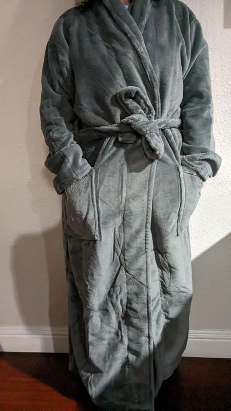 Adr Women's Warm Fleece Nightgown, Long Kaftan With Pockets For