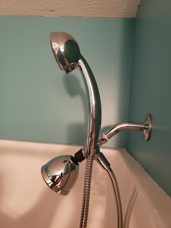 View from the side at the top of the shower