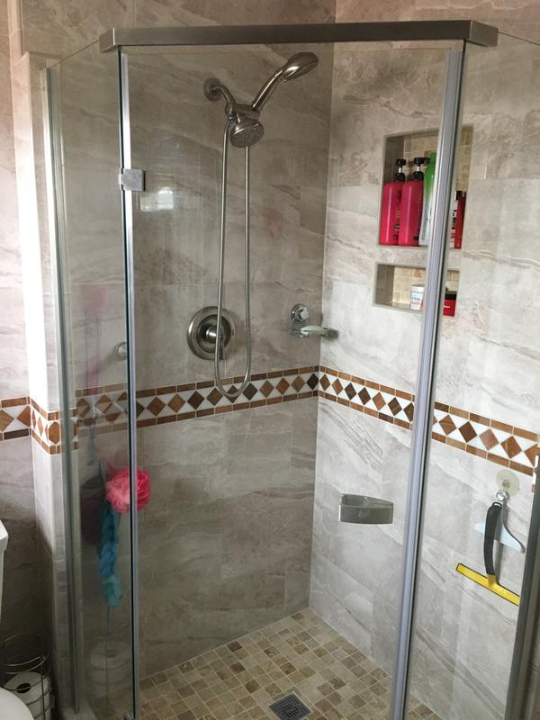 38~ Frameless Neo Angle Shower Enclosure in Stainless 422061